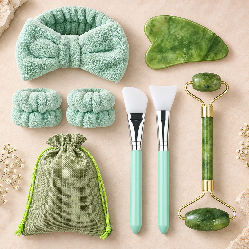 8-Piece Facial Roller & Gua Sha Self-Care Set