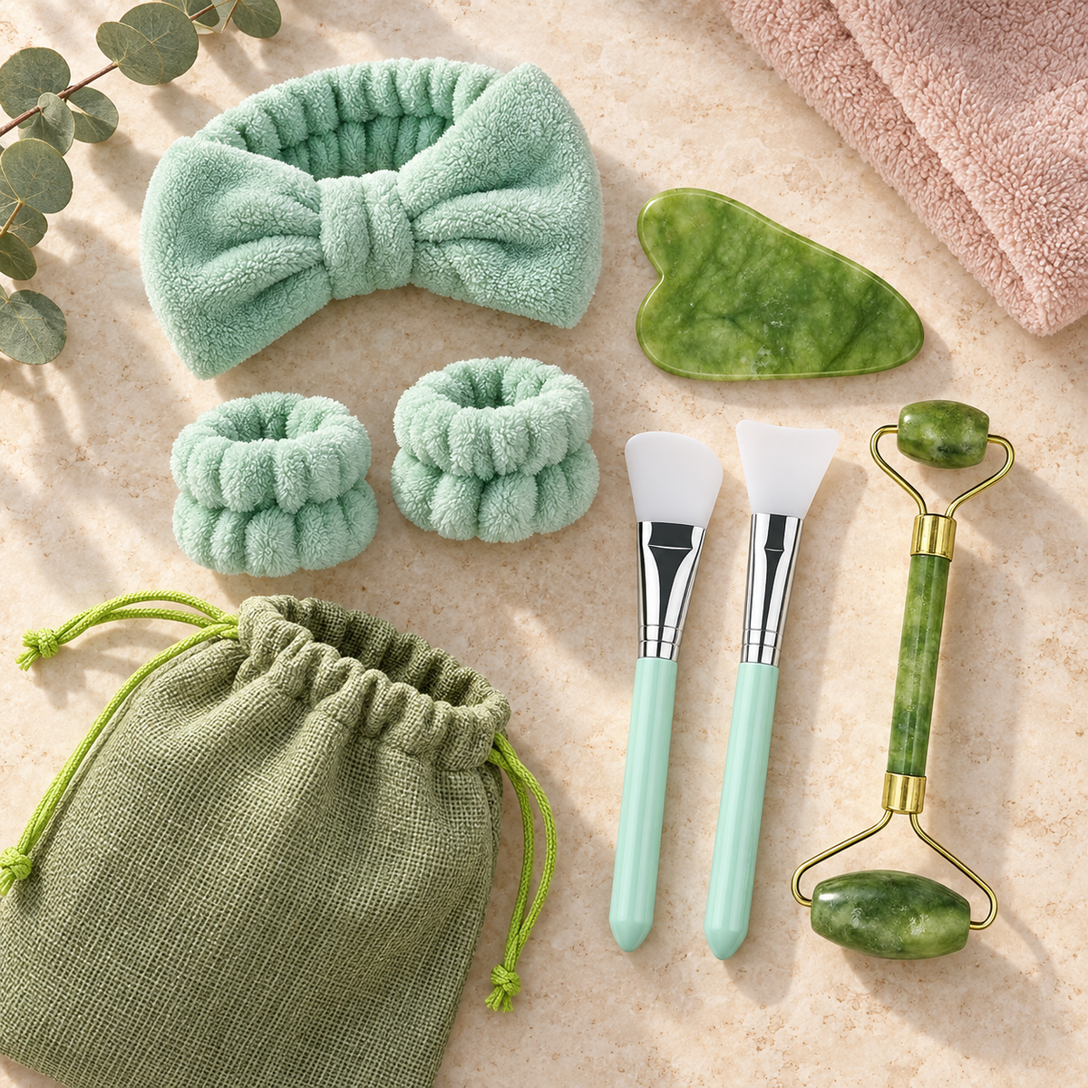 8-Piece Facial Roller & Gua Sha Self-Care Set